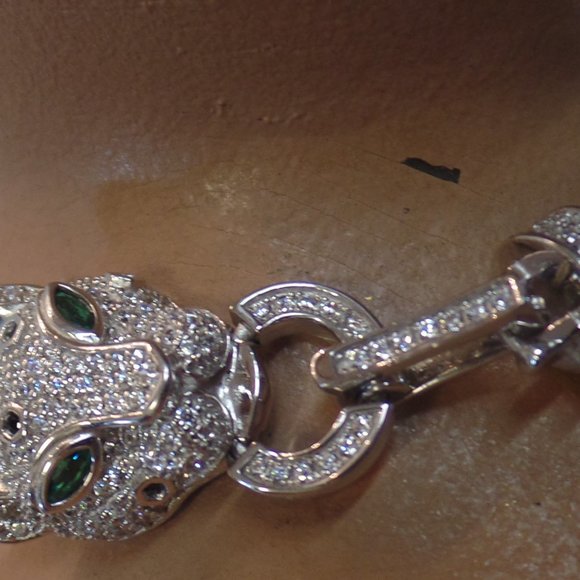 Tiara Leopard Head SS 9.25 CZ Bracelet BNWT - Picture 3 of 12